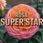 rosa super star en gros plan pétales orange corail