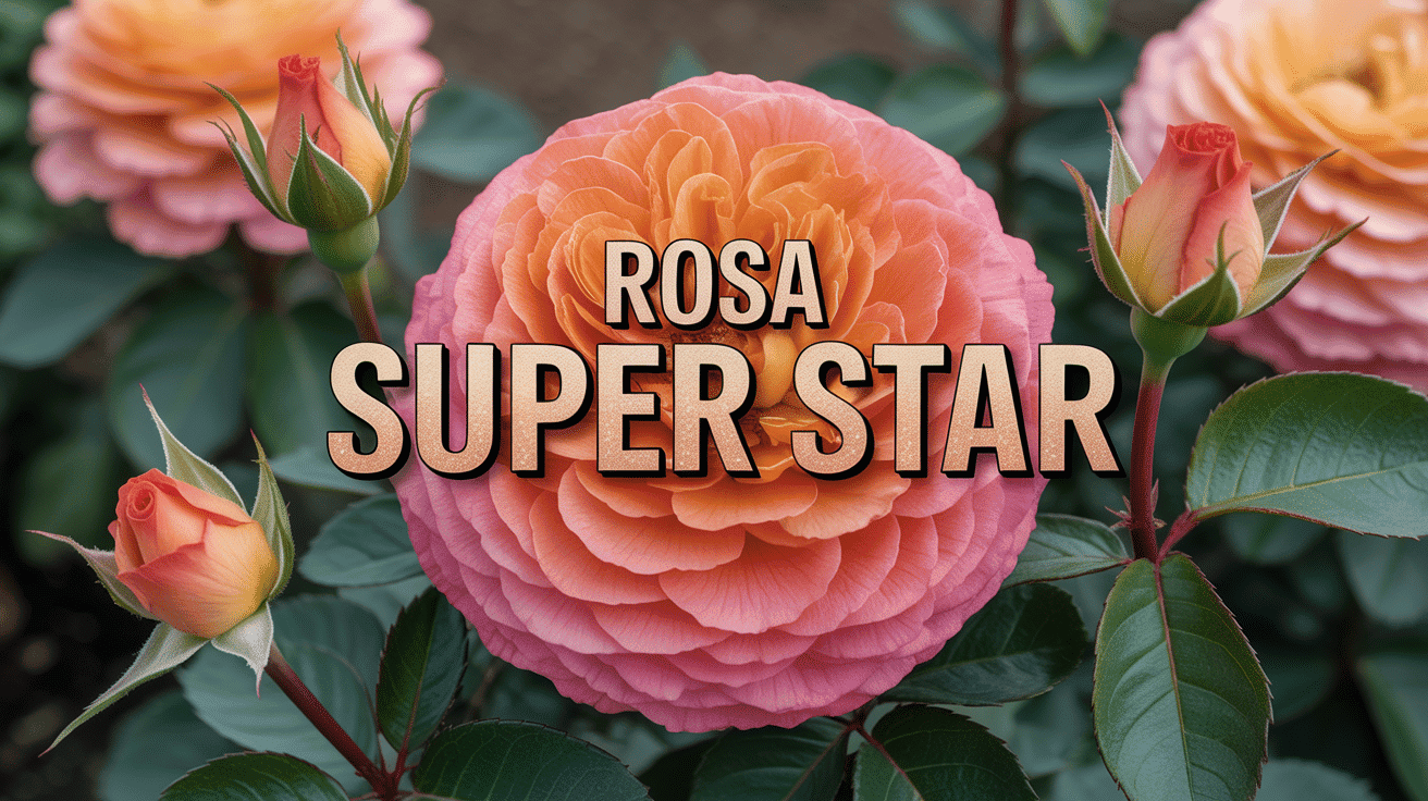 rosa super star en gros plan pétales orange corail
