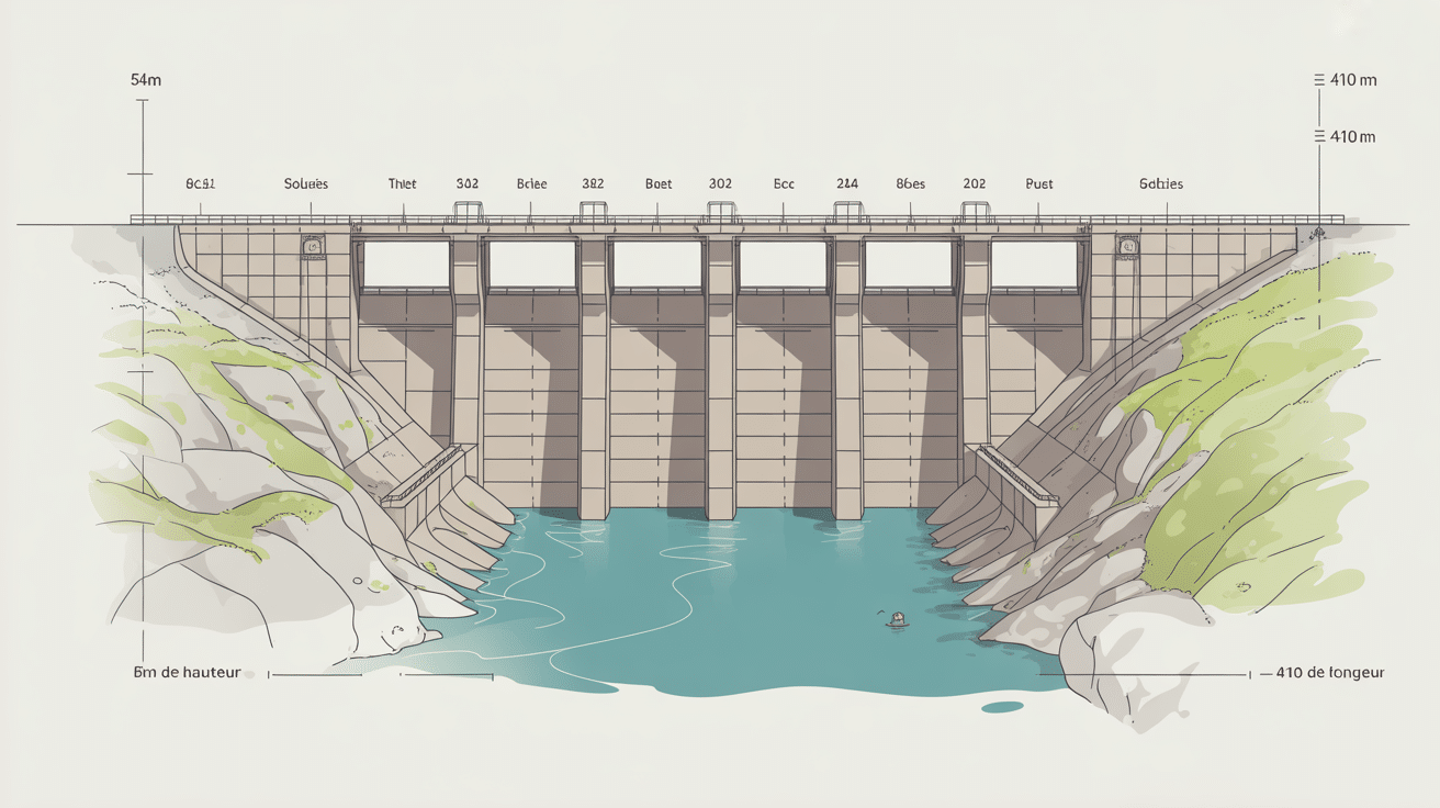 Coupe technique du barrage de Villerest