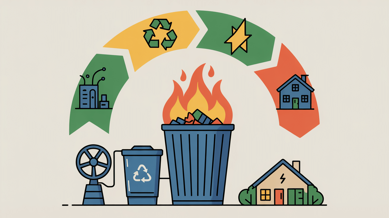 Cycle déchets énergie incinération des déchets diagramme