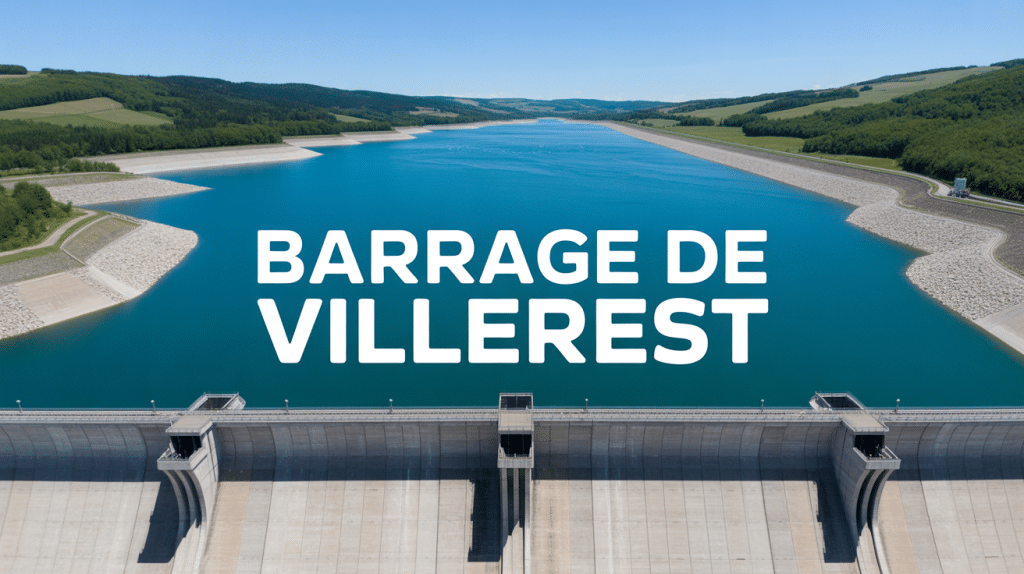 Vue aérienne du barrage de Villerest sur la Loire