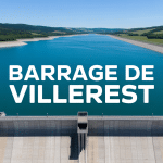 Vue aérienne du barrage de Villerest sur la Loire