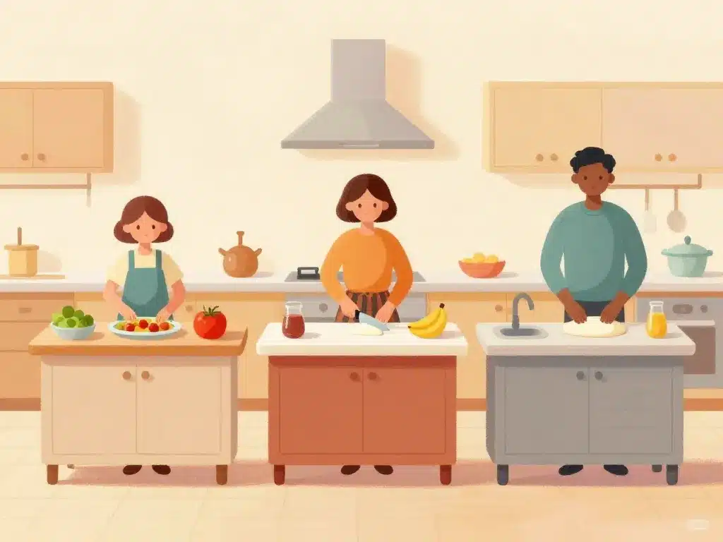 scène adaptation taille plan de travail cuisine selon morphologie