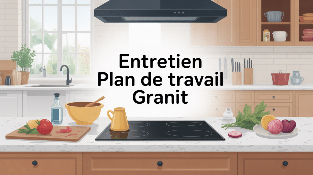 entretien plan de travail granit illustration cuisine