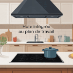 hotte intégrée plan de travail avis illustration cuisine épurée