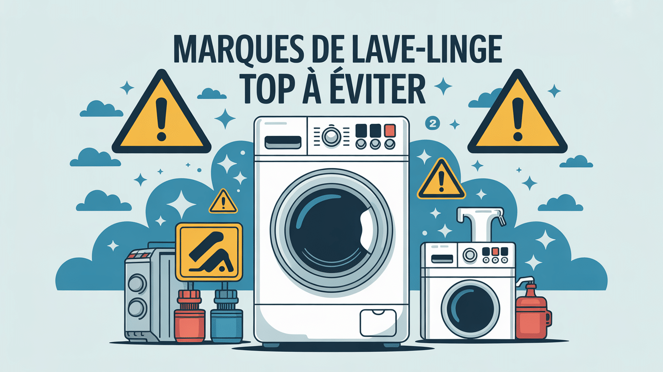 illustration marque de lave linge top à éviter avec signes d'alerte