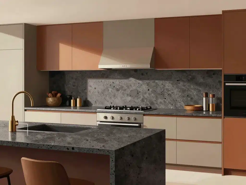 intégration design pierre de lave plan de travail cuisine