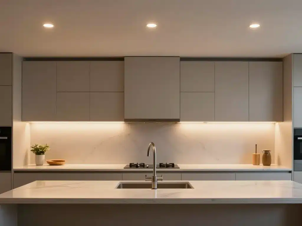 visuel spots cuisine plan de travail LED encastré bandeau