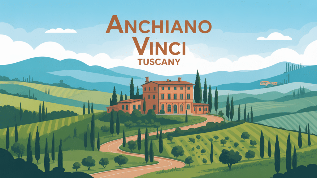 anchiano vinci tuscany illustration route collines maison léonard