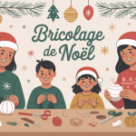 famille décorant avec bricolage noel diy