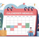 Illustration organisation calendrier mensuel moderne