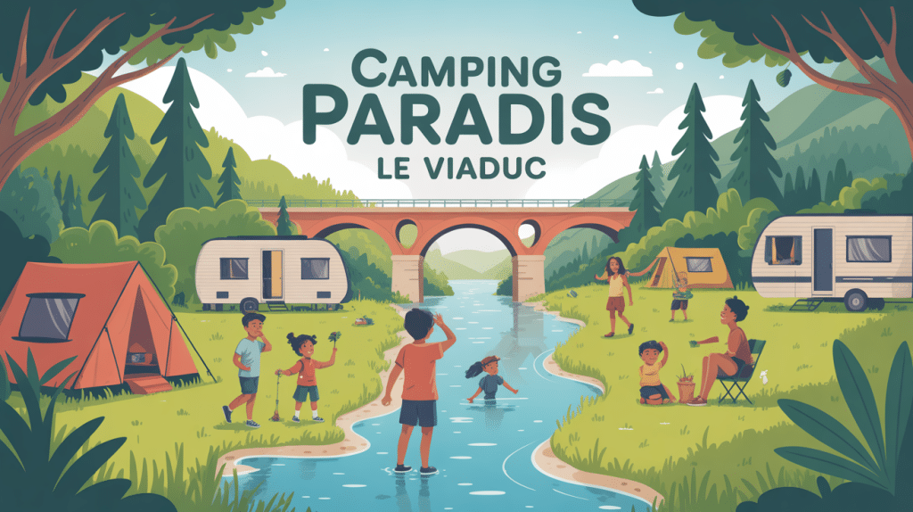 camping paradis le viaduc ambiance nature familiale rivière viaduc