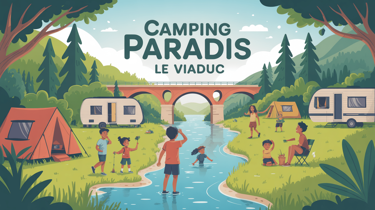 camping paradis le viaduc ambiance nature familiale rivière viaduc