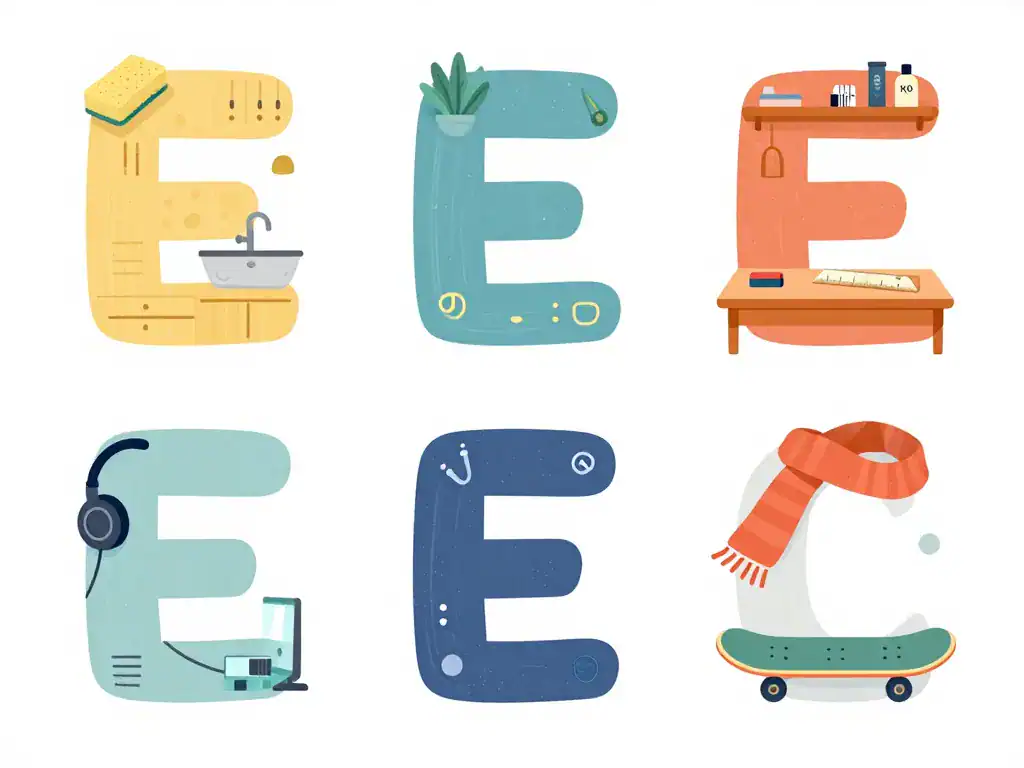 Illustration objets en e par catégories