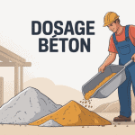 illustration dosage beton sur chantier avec matériaux