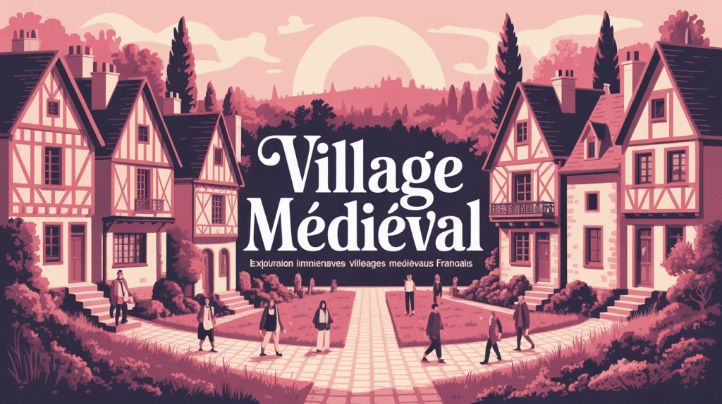 Illustration immersive village medieval France