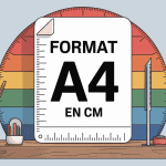 format a4 en cm avec feuille, règle et bureau