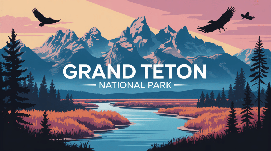 Panorama stylisé Grand Teton National Park