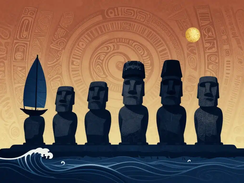 Symboles et Moaï mystérieux de l'île de Pâques