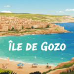 vue panoramique stylisée île de Gozo