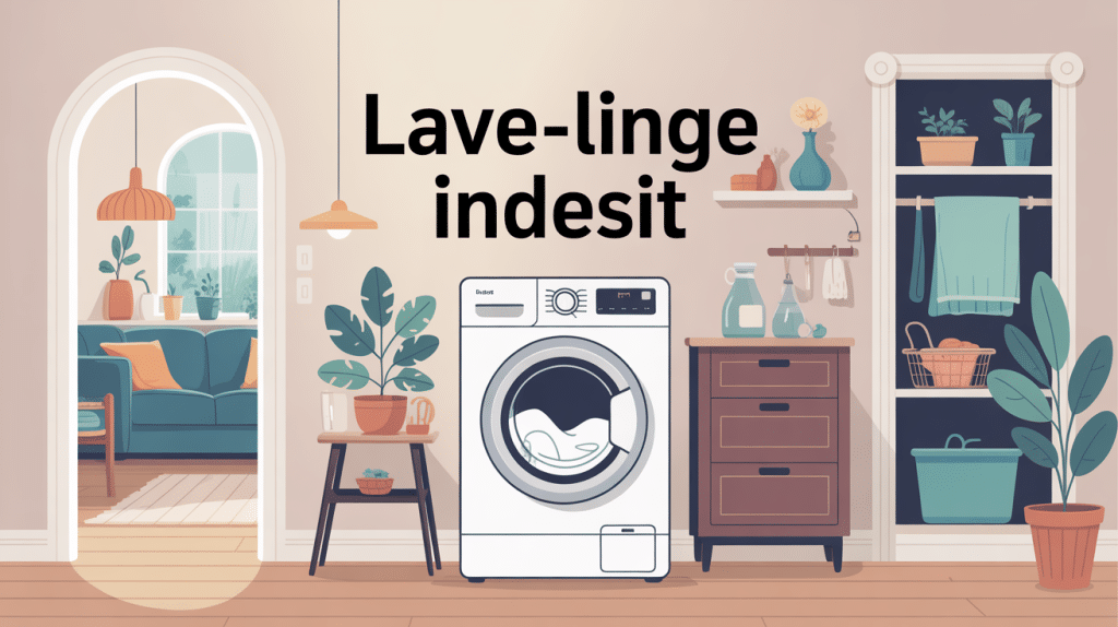 Illustration lave linge Indesit dans intérieur familial rassurant