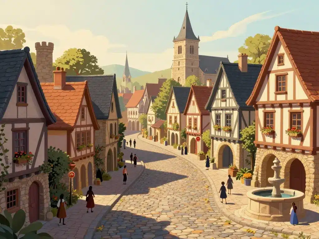Village medieval ruelles et ambiance authentique