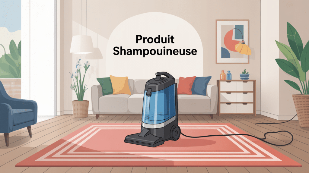 produit shampouineuse sur tapis propre salon moderne