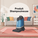 produit shampouineuse sur tapis propre salon moderne