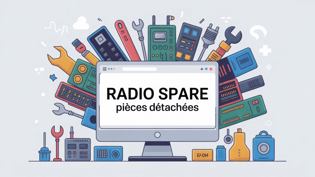 Illustration du catalogue Radio Spare débordant de composants électroniques