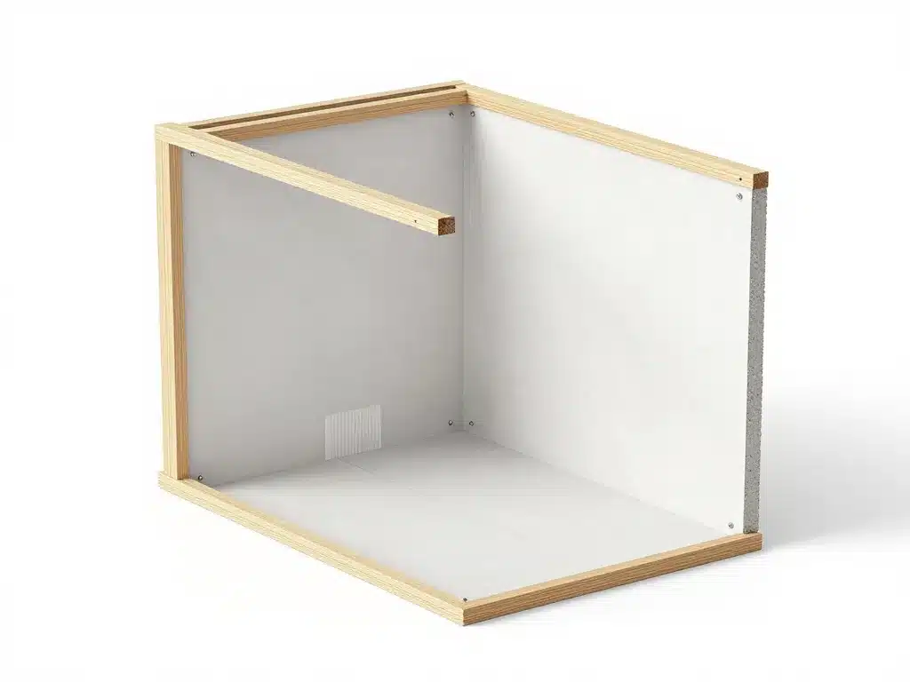 Schéma montage coffrage placo sans rail avec tasseaux et collage