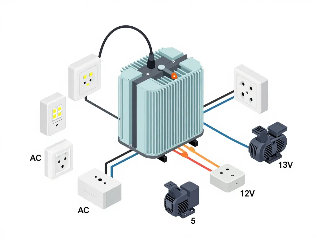 Diagramme du fonctionnement transformateur 220V 12V