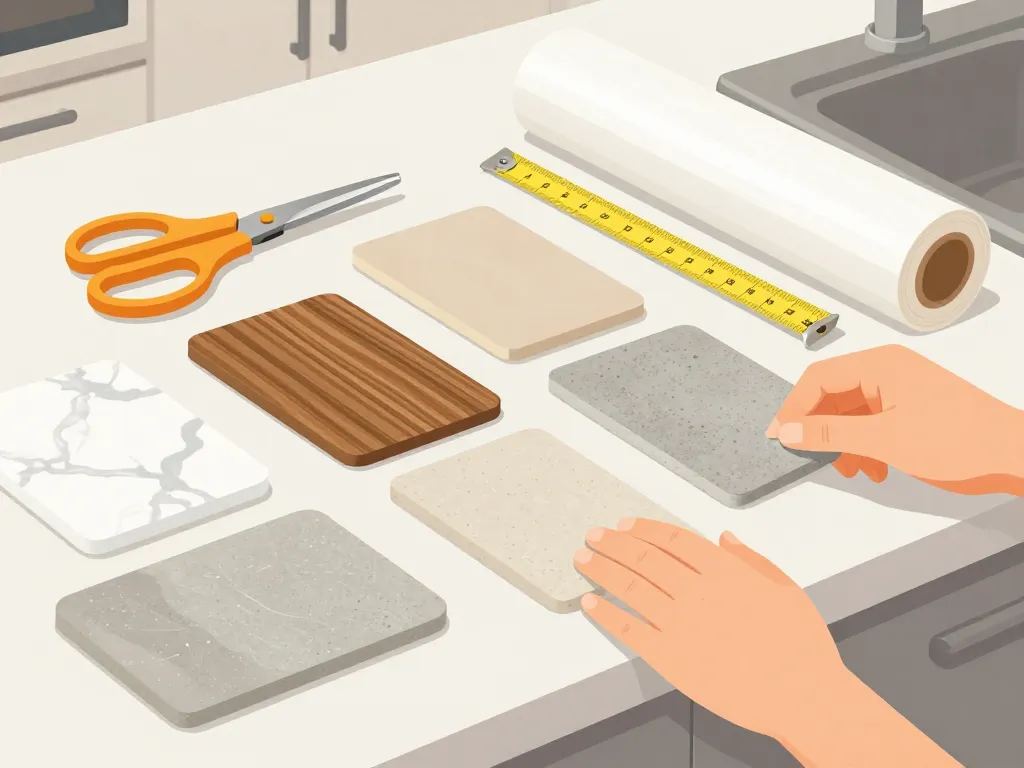 Adhesif pour plan de travail motifs marbre bois beton