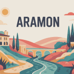 Illustration vectorielle Aramon équilibre patrimoine nature et ville