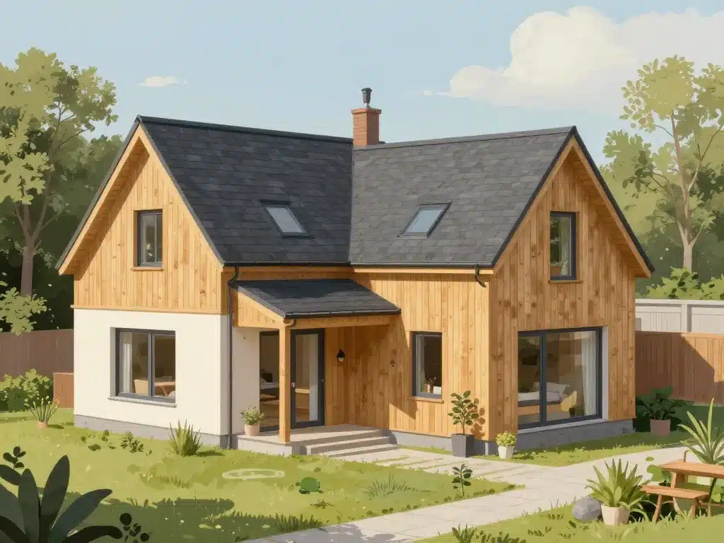 design extension maison ossature bois finition materiaux ecologiques