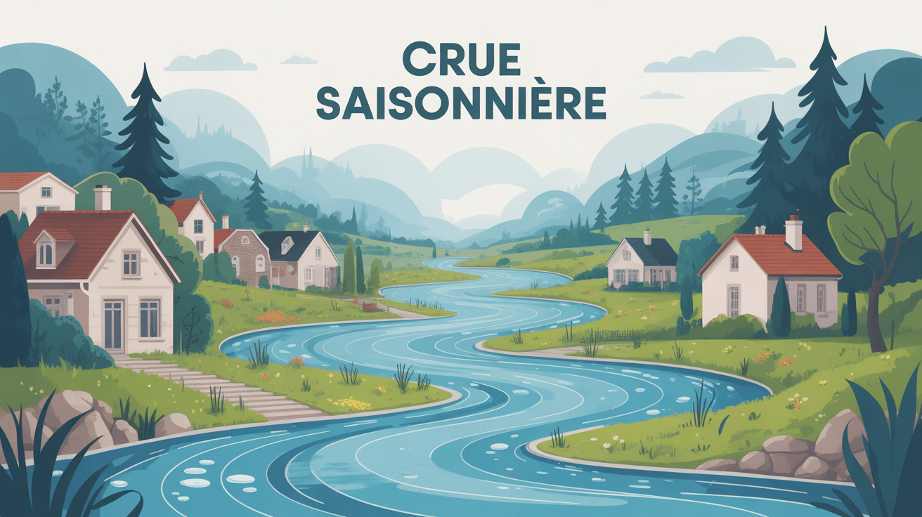Illustration vectorielle crue saisonnière zone habitée