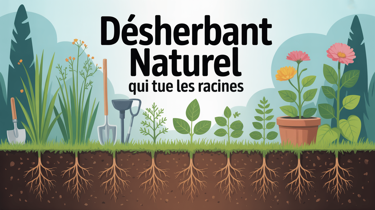 désherbant naturel qui tue les racines illustration jardin sain