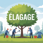 illustration élagage arbre jardin professionnel