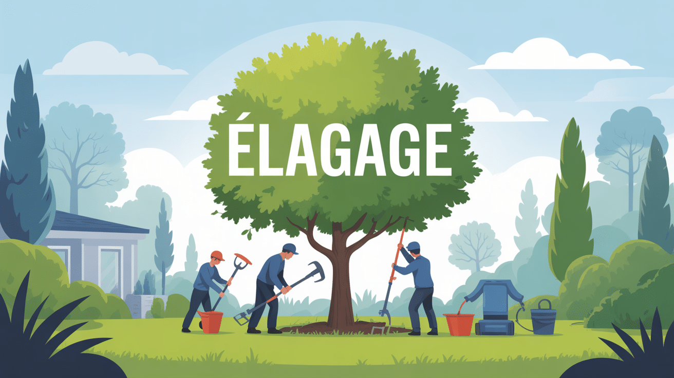 illustration élagage arbre jardin professionnel