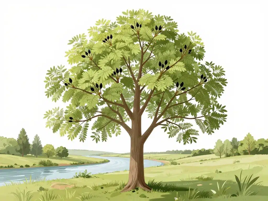 frene tronc feuilles bourgeons noirs milieu naturel