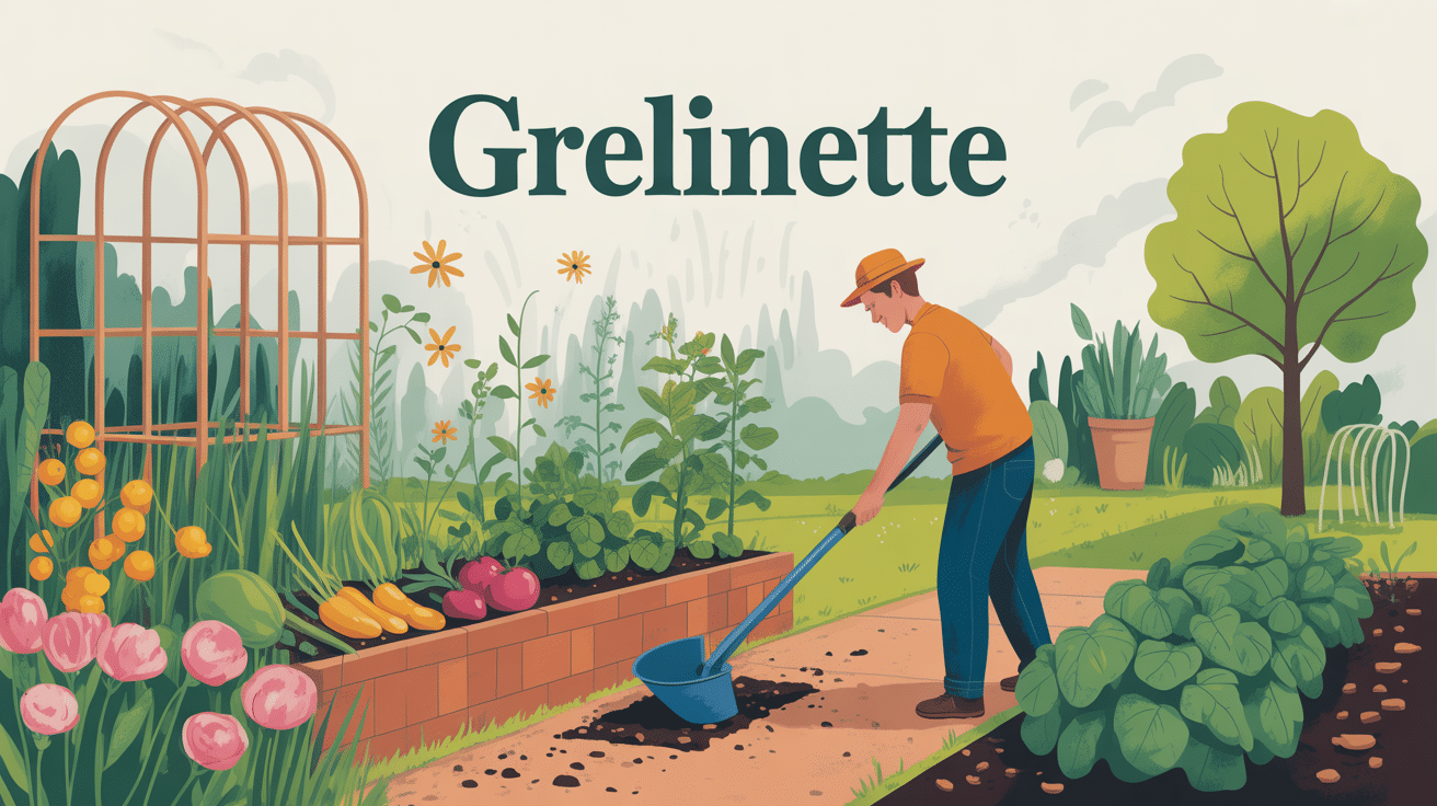 grelinette utilisée dans un potager luxuriant