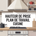 Illustration de la hauteur prise plan de travail cuisine avec électroménagers