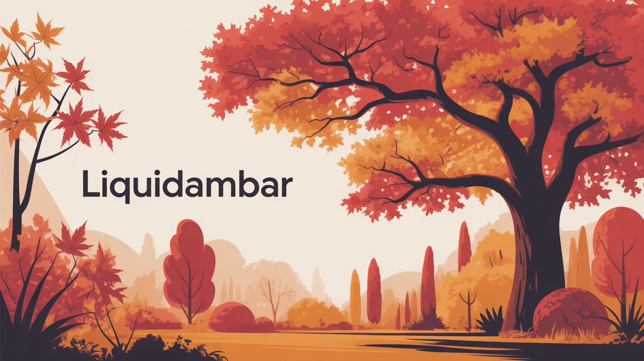 liquidambar en automne feuilles rouges orange jardin