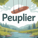 Illustration peuplier élancé au centre d’un paysage naturel