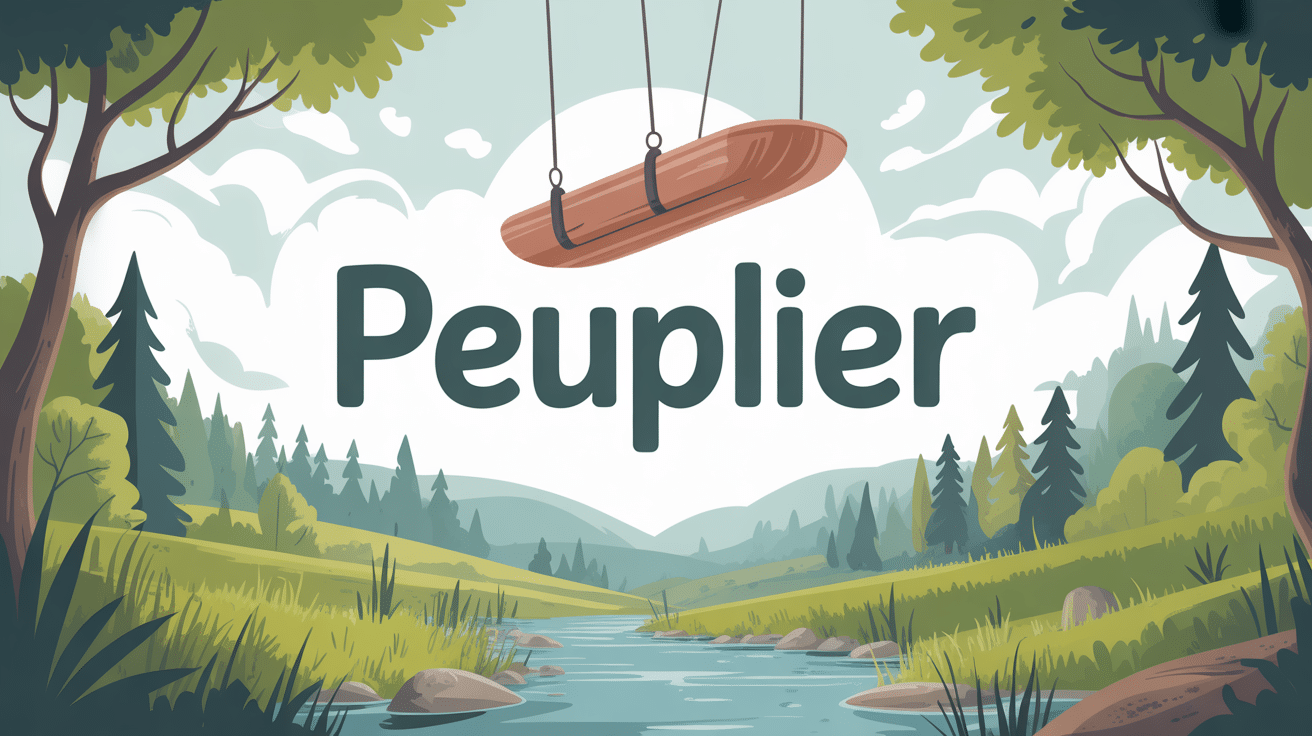 Illustration peuplier élancé au centre d’un paysage naturel