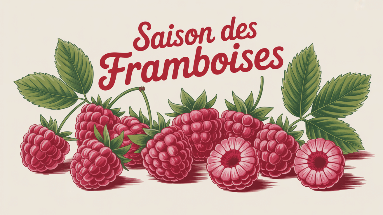 Saison framboise en France, illustration framboises fraîches