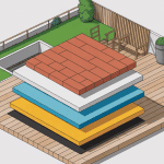 Schéma étanchéité toiture terrasse en coupe avec différentes couches