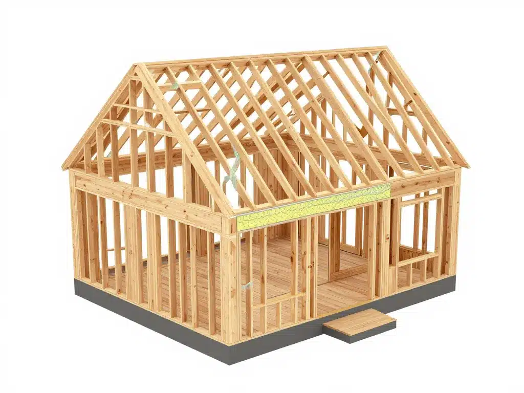 schéma ossature bois extension maison coupe structure