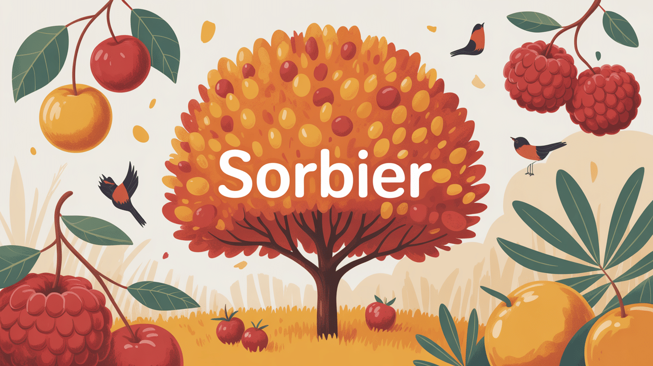 Illustration sorbier élégant baies rouges feuillage léger