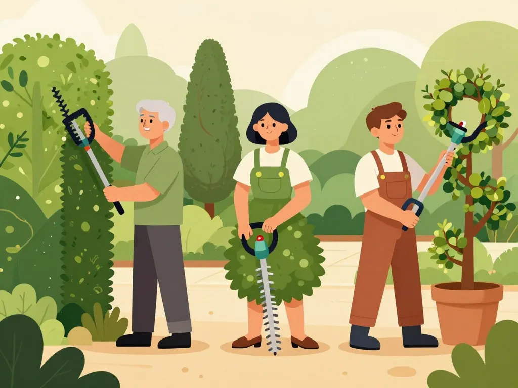 Jardiniers utilisant taille haie Stihl selon besoins et confort