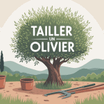 taille olivier au jardin ensoleillé avec outils